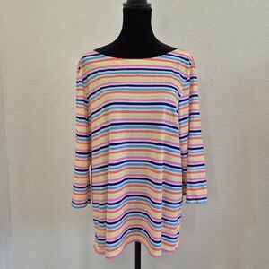 Lilly Pulitzer Multicolor Striped Boatneck Long-Sleeve Top